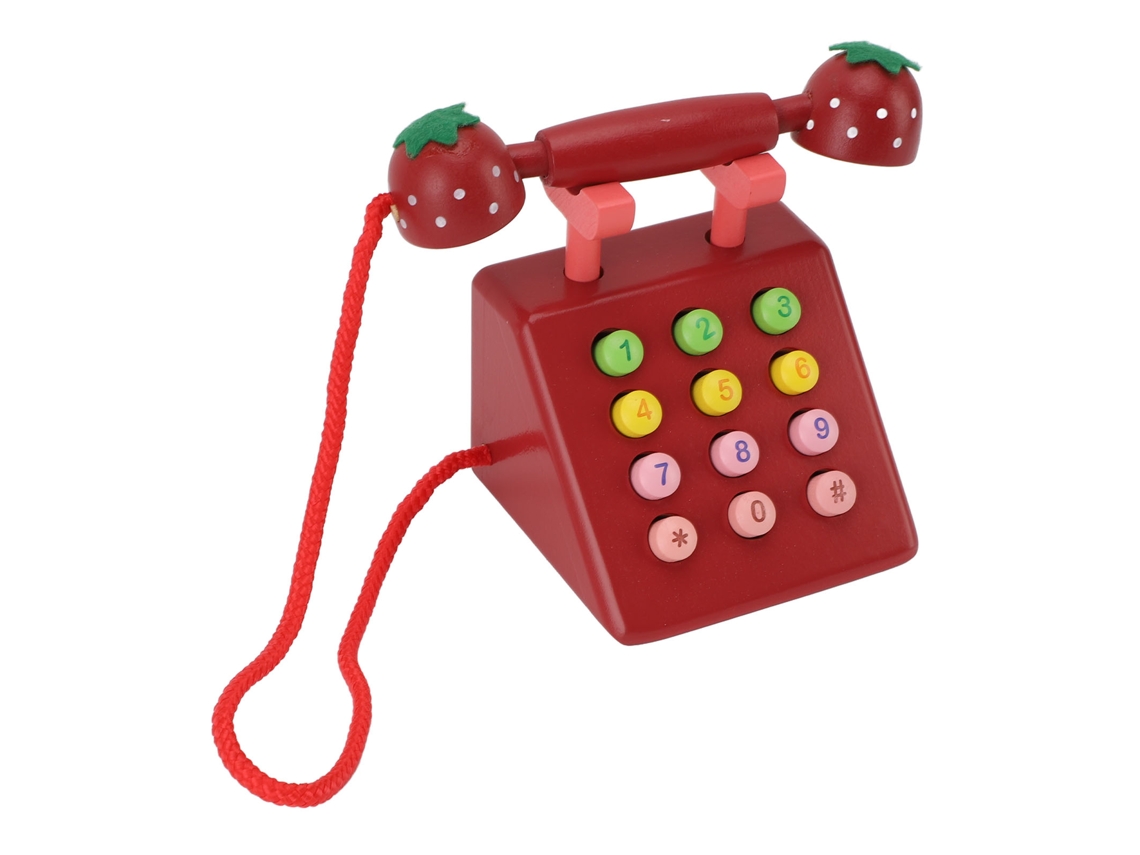 Primerox telefone Decorativo de Madeira Simulado Cute para Casa Escritório Café Educativo Red