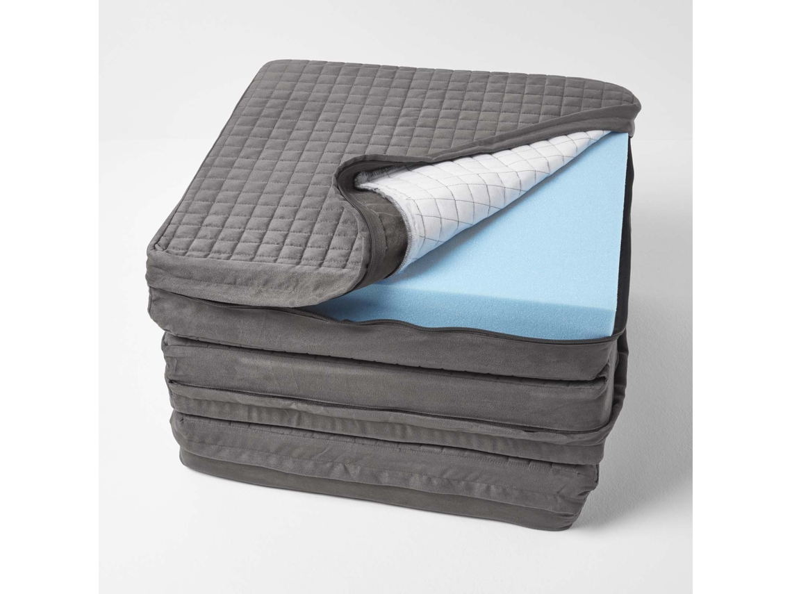 Homescapes Grey Quilted Polyester 3 Seater Orthopaedic Booster Cushion Cover