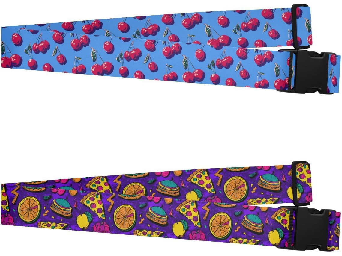 Conjunto De 2 Cintas Para Bagagem Pintura A Óleo Vermelho Cereja Portáteis E Ajustáveis Unissex Ideais Viagens, Escola E