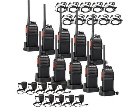 Rt24 Talkie Walkie 16 Canais Ctcss/dcs Squelch Vox Talkies Walkies Recarregáveis Alto Falante E Fone De Ouvido Retevis (preto, 5 Pares)
