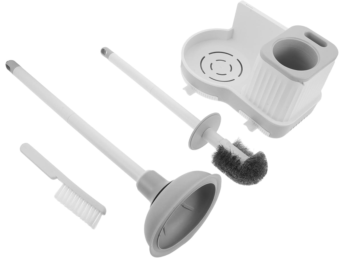 Suporte De Parede Para Escova De Banheiro E Escova Sanitária, Material Durável, Design Compacto, Prateleira De Palco