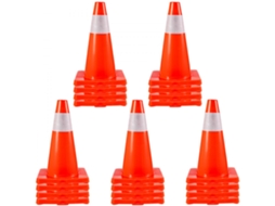 Cones De Trânsito Em Pvc 45,7 Cm, Pack De 20 Unidades Com Faixas Reflectoras E Base Antiderrapante