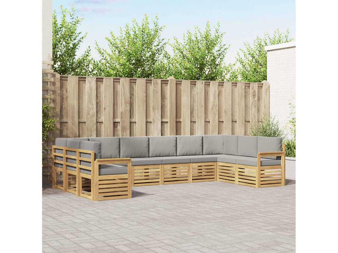 Vidaxl Conjunto De Sofás Para Exterior 7 Unid. Branco E Cinza Claro