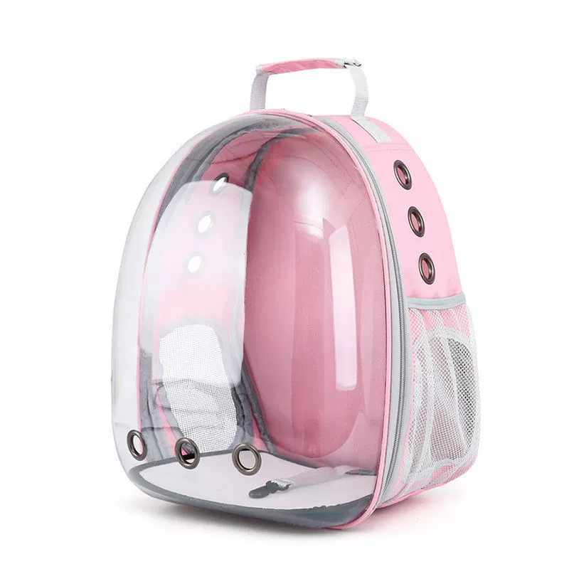 Mochila de Transporte para Cães e Gatos AQUAFORGE expansível tipo bolha para viagens aéreas rosa