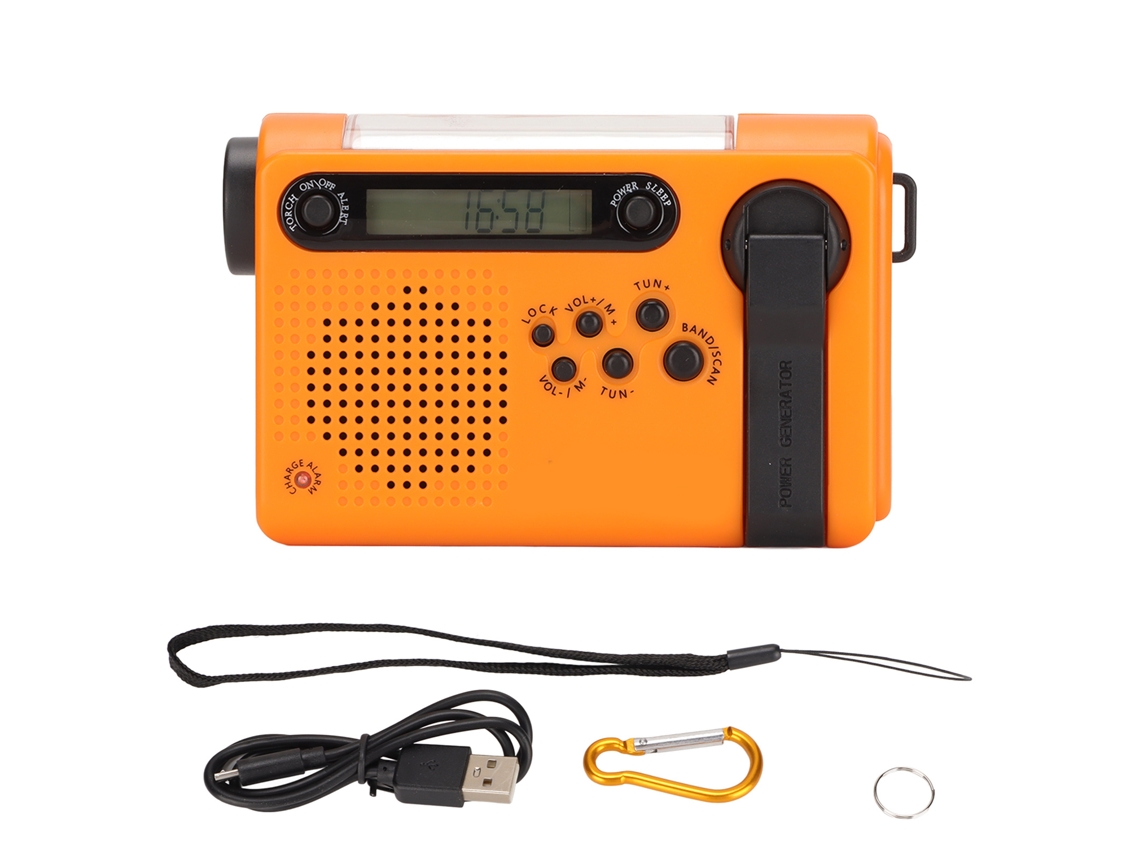 Rádio de emergência AQUAFORGE com energia solar, manivela, bateria 10000mah, alerta meteorológico, lanterna