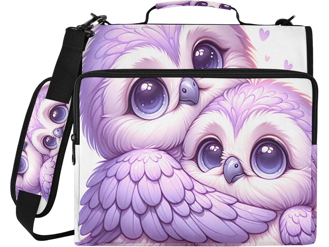Bolsa Organizadora Fofa Em Formato De Coruja Roxa, Pasta Com Zíper Resistente À Água, Compartimento Laptop E