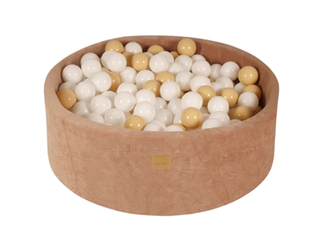 Piscina de Bolas MEOWBABY Round Dry Baby Velour Bege 90X30Cm 200 Bolas 7Cm: Branco/Bege