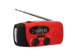 Radio Portátil Multiuso, Am/fm, Recarregável Manivela, Solaire Usb, Bateria 600mah, Lâmpada Led, Resistente À Água Ipx3, Vermelho