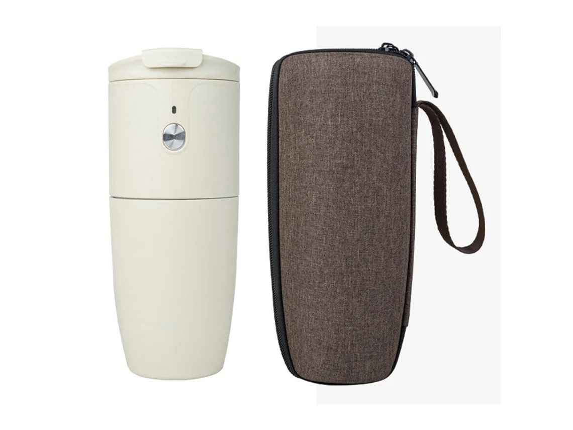 Mini cafeteira Yizhood com copo multifuncional, ideal para viagens e mesa.