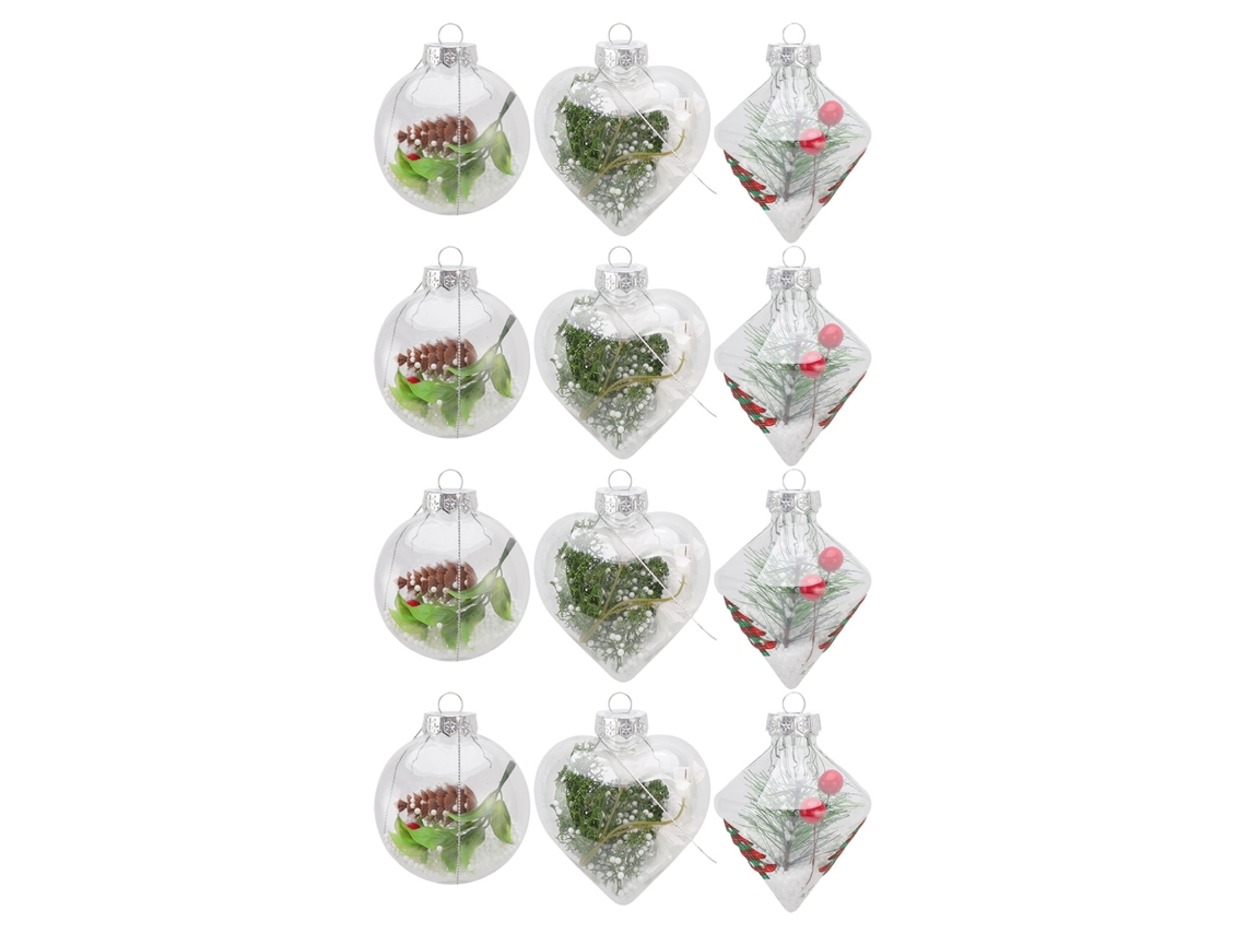 12 Bolas de Natal Transparentes Anti Quebra