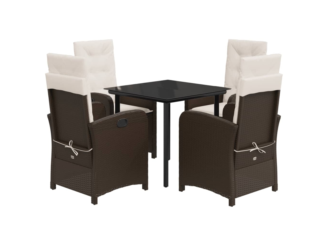 Garden Dining Set, Garden Dining Sets Vidaxl Marrom Rattan / Vime (80 Cm Table Length)