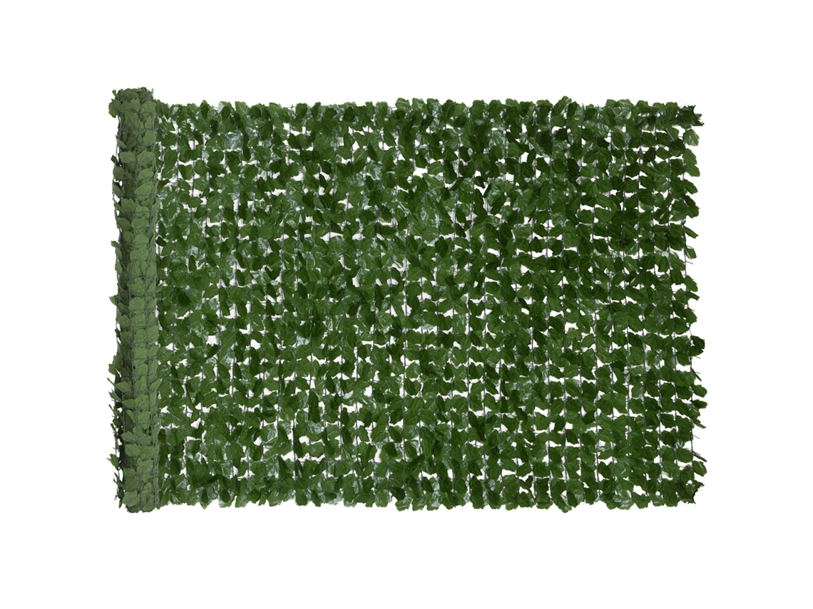 Tela de privacidade artificial em rolo, 3 m de comprimento x 1 m de altura, folhagem realista, resistente a raios UV, verde escuro.