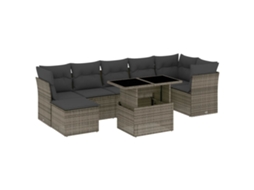 Conjunto de 8 sofás de jardim com almofadões Vime Pe Cinzento MAISON EXCLUSIVE (8 peças)