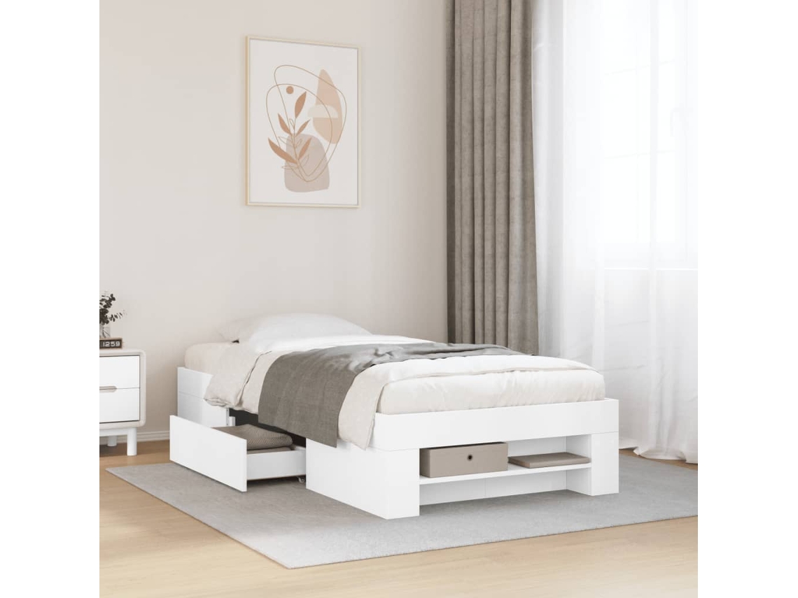 Vidaxl Estrutura De Cama 90x200 Cm Derivados De Madeira Branco