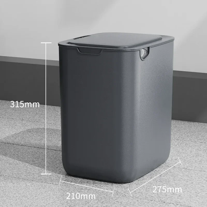 Lixeira Inteligente (cinza, 18l, Versão Com Bateria), À Prova D'água, Adequada Para Banheiro, Cozinha E Lavabo.