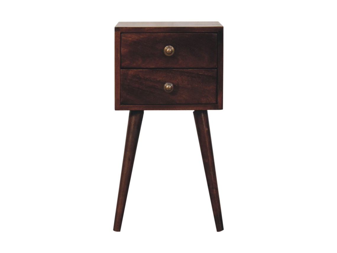 Mini Cômoda California Walnut Em Madeira Maciça Com 2 Gavetas, Castanho Escuro ARTISAN FURNITURE EST 1995 TM