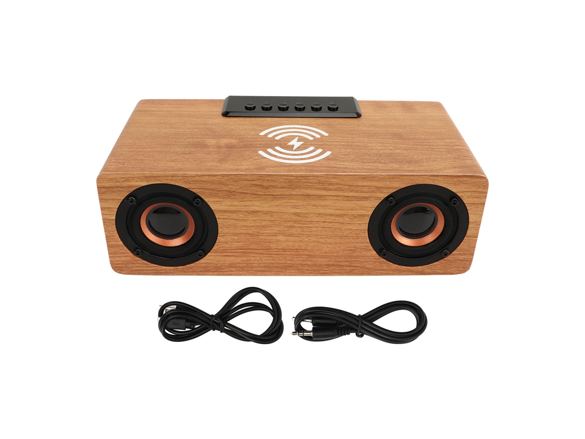 Omni-reloj Despertador Altavoz Bluetooth De Madera Con Radio Fm Y Carga Inalámbrica Para Teléfono