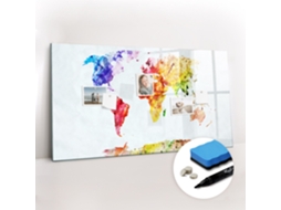 Quadro Magnético De Parede Mapa-múndi Em Aquarela Para O Corredor Espelharte (120x60 Cm)