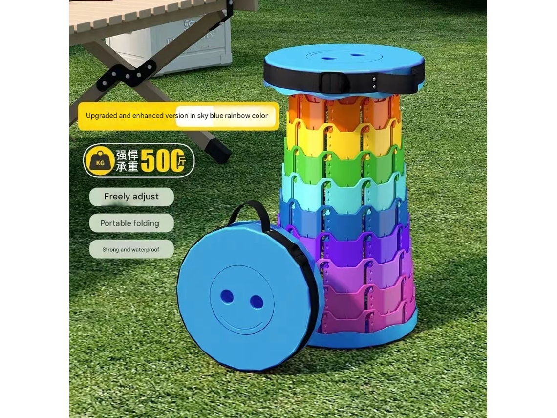 Banqueta Dobrável Telescópica, Leve, com Estampa de Arco-íris AQUAFORGE