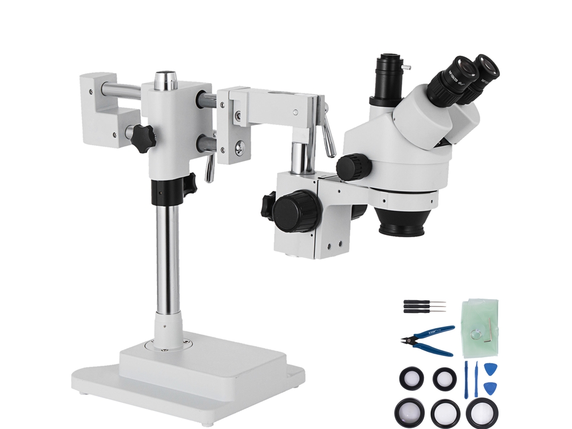 Microscópio Estéreo Trinocular Simul-Focal 3,5X-90X com Lança de Braço Duplo VEVOR