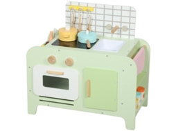 Cozinha Infantil de Brinquedo, em Mdf, com 15 Acessórios e Armários, 40 Cm, para Crianças a Partir de 3 Anos, na Cor Verde. TOPBRICO