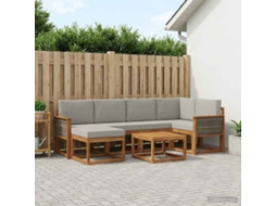 Vidaxl Conjunto De Sofás Para Exterior 7 Pcs Natural E Cinzento-claro