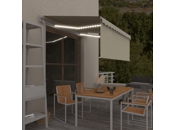 Vidaxl Toldo Automático C/ Estore/led/sensor Vento 3,5x2,5 M Cor Creme