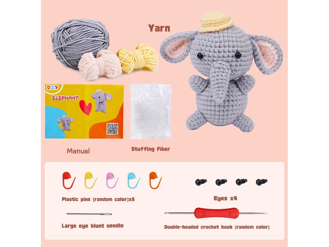 Kit de Crochê com Elefante S/MARCA