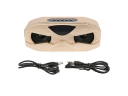 Caixa de som robô sem fio com microfone, LED ajustável, subwoofer portátil, dourada
