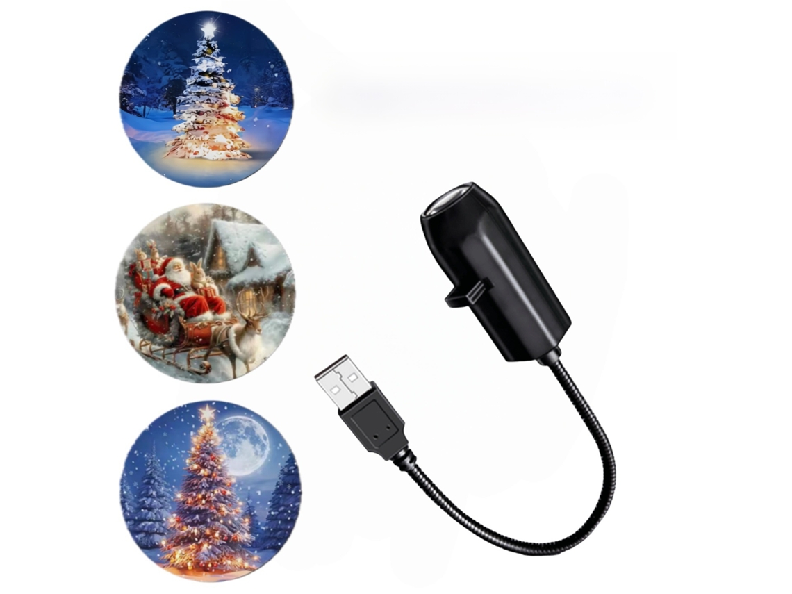 Projetor De Natal Teto Luz Noturna Pequena 2 Em 1 Mini Preto 5 Discos