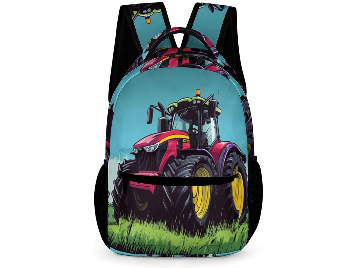 Mochila Escolar Com Estampa Trator Para Crianças Em Pré-escolar E Do Ensino Fundamental (6 10 Anos). Ideal