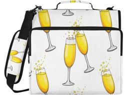 Bolsa Vinho Amarelo Champanhe Com Fichário De 3 Argolas, Organizador Resistente À Água Trabalhos Escolares E