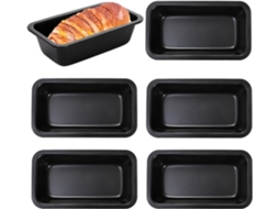 Conjunto De 6 Formas Para Pão E Bolos, Em Aço Carbono, 8,9 × 15,2 Cm, Revestimento Antiaderente, Para Forno, Confeitaria E Preparo Doméstico