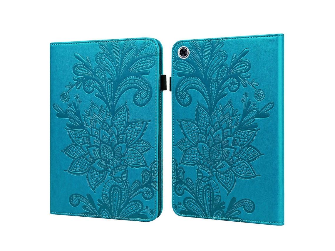 Capa De Couro Com Aba Horizontal, Padrão Floral Em Relevo E Detalhes Em Renda, Para Lenovo Tab M10 Hd Gen 2, Com Suporte, Compartimentos Para Cartões,