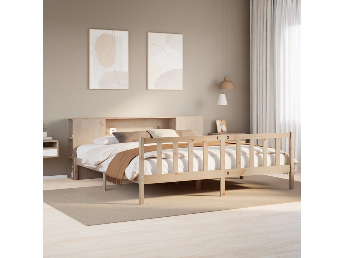 Cama Com Estante Sem Colchão 180x200 Cm Pinho Maciço
