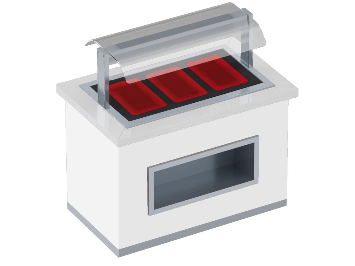 Buffet Quente Com Vidrocerâmica E Protetor De Tela 3 Gn 1/1 20 Acabamento Ww 1300x850x1320 Mm 2060 W 230/1v 11038ww1 Eurast