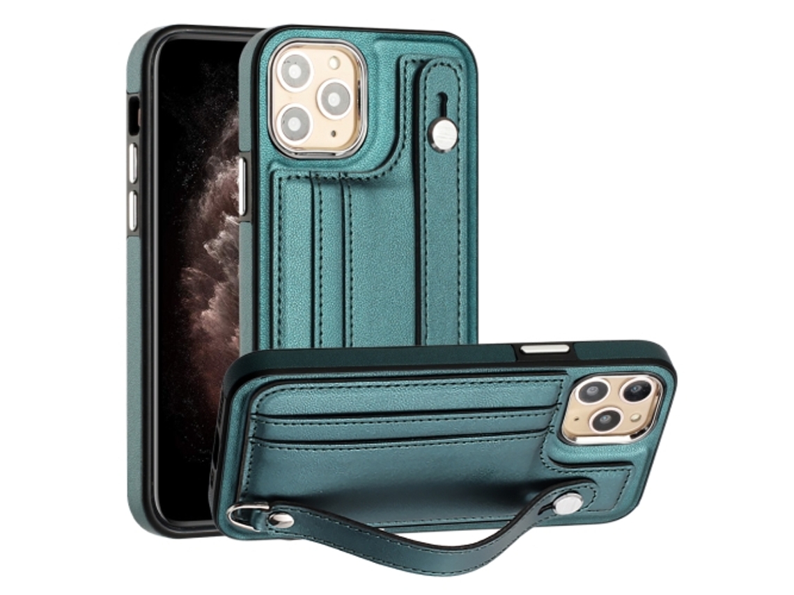Capa Mobile Phone Cases Shockproof With Wrist para iPhone 11 Pro Pele Castanho