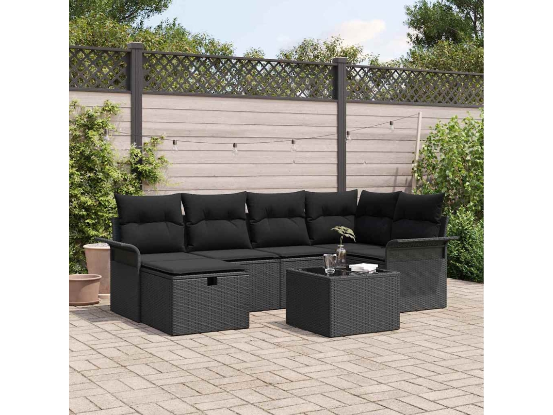 Vidaxl Conjunto De Sofá De Jardim 7 Unid. Rattan Sintético