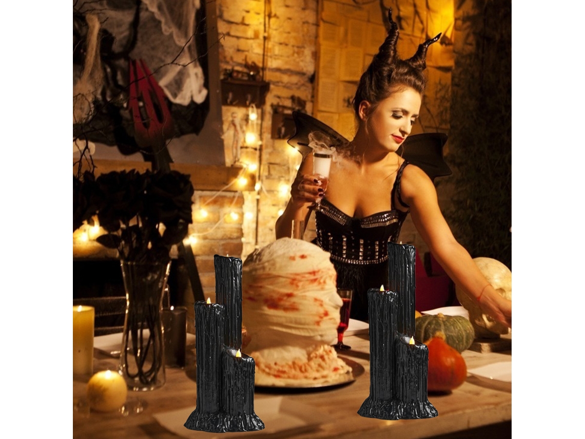Vela Led Sem Chama de Halloween Resina Decorativa Pilar | S/MARCA