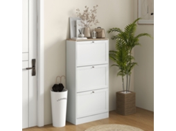 Armário Sapatos Escandinavo 3 Portas Rebatíveis 18 Pares 60x23.5x115 Cm Branco