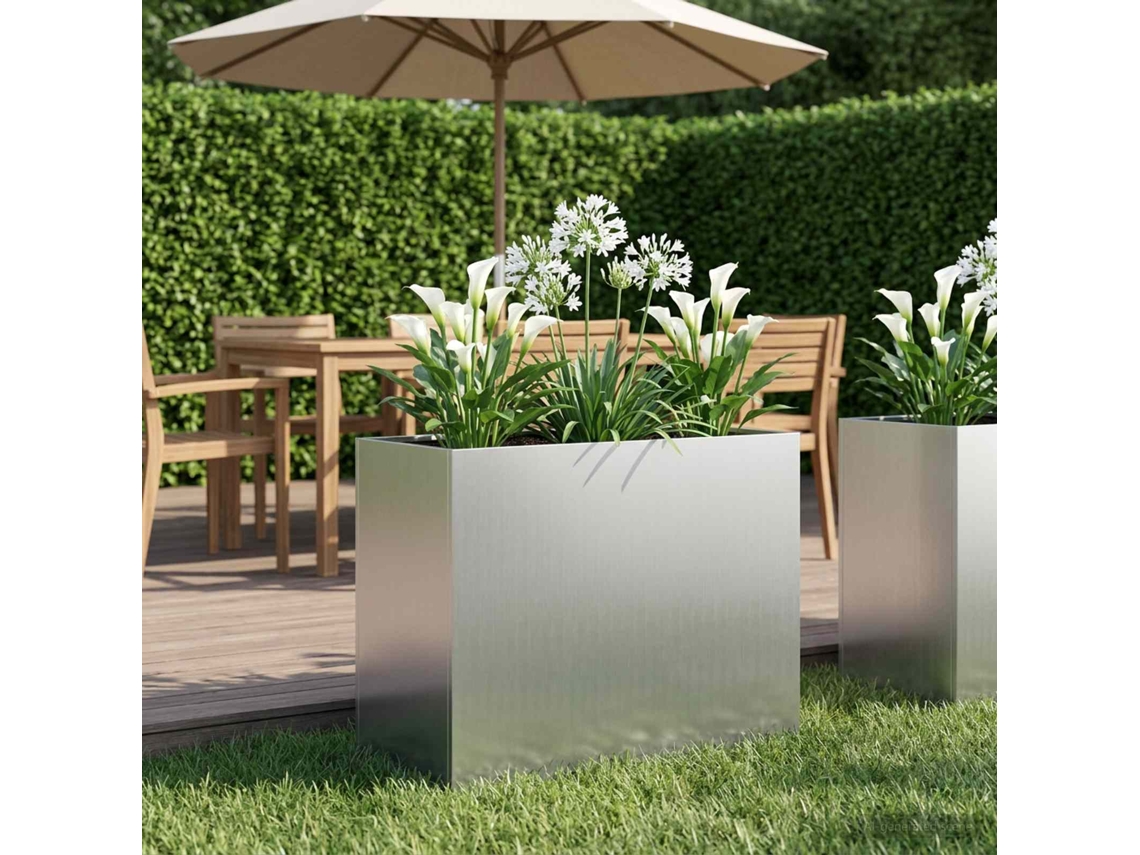 Vidaxl Vaso De Jardim Prateado 60 X 30 X 40 Cm Aço Galvanizado