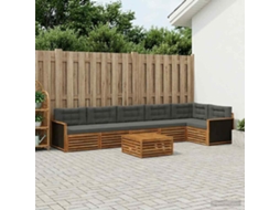 Vidaxl Conjunto De Sofás Para Exterior 7 Pcs Natural E Antracite