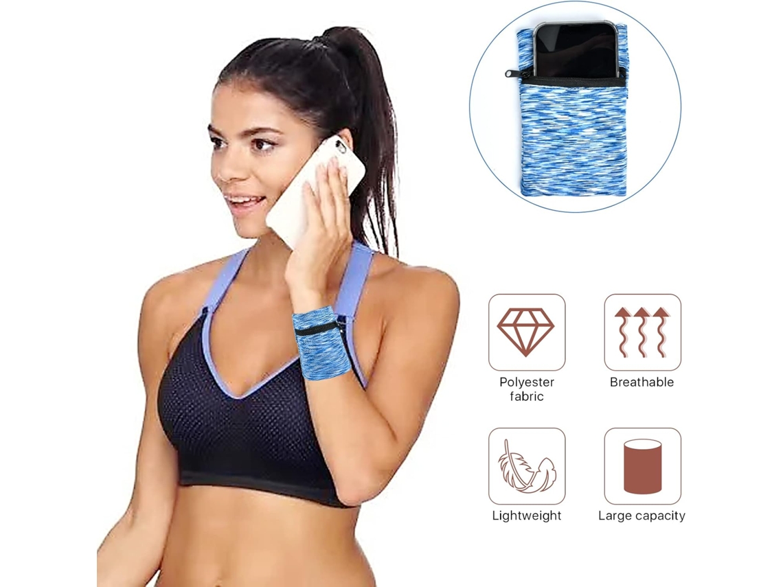 Pulseira De Corrida Altamente Elástica Com Zíper (preta)