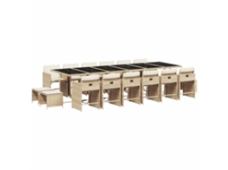 Jantar Set 17 Pcs for Garden with Almofadões Vime Pe Bege MAISON EXCLUSIVE (17 pcs)