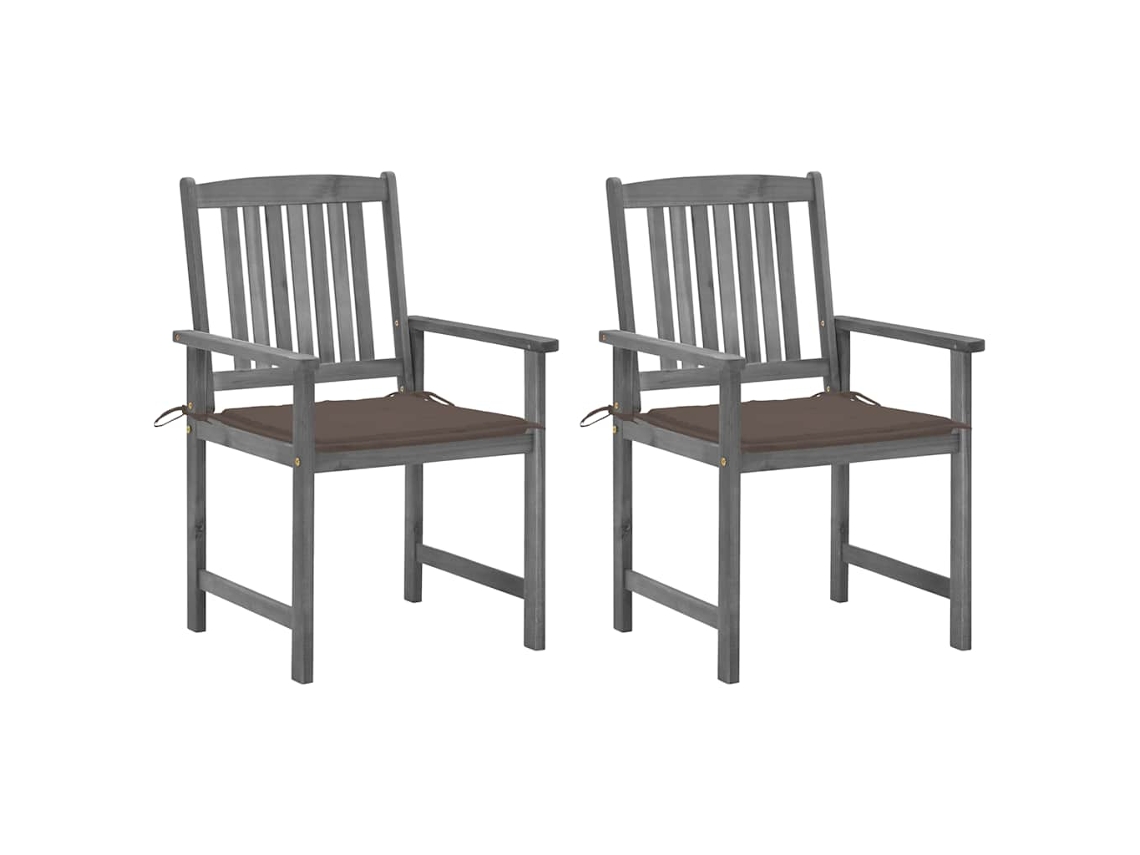 Vidaxl Cadeiras De Jardim Com Almofadões 2 Pcs Acácia Maciça Cinza