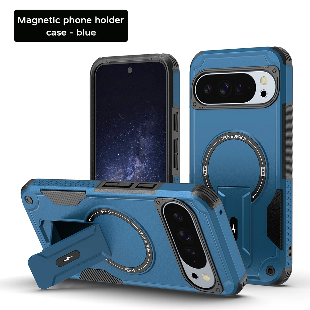 Capa Para Celular Com Suporte Magnético (pixel 9 Azul), Carregamento Sem Fio, Resistente E Durável.