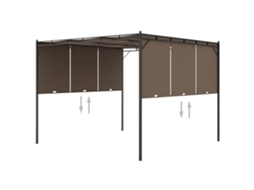Vidaxl Gazebo Jardim C/ Cortina Lateral 3x3x2,25m Cinzento-acastanhado