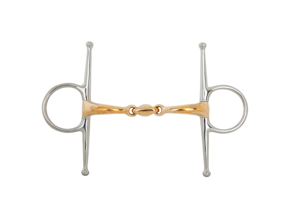 Snaffle de Bochecha Cheia de Articulação Dupla Anatômico Soft Contact 14 Mm Shank 127 Mm Brigadeiro Dourado 11.5 Cmbr