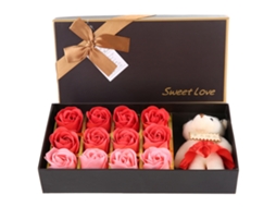 Urso De Pelúcia Com 12 Rosas De Sabão Presente Romântico (vermelho)