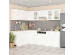Vidaxl 11 Pcs Conjunto Armários De Cozinha Derivados De Madeira Lyon Branco